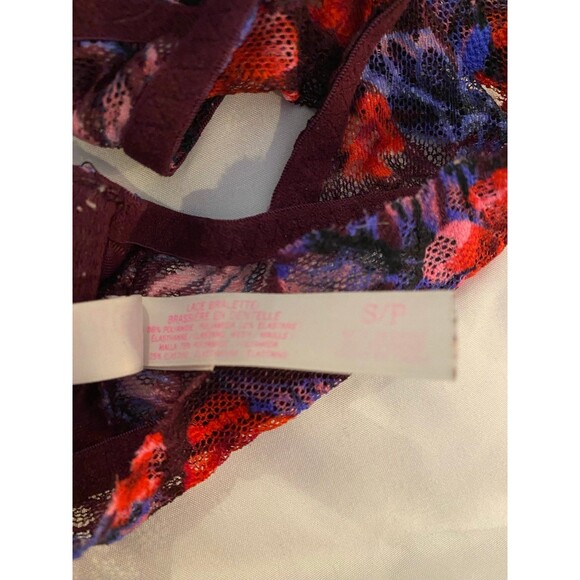 Victoria Secret Bralette Bra  Sz Small Black Pink Purple Lace Razorback Lingerie - Picture 12 of 12